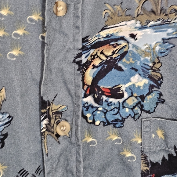 Men’s Michael Austin Rugged Wear Bass Fishing Shirt XL Teal Green Blue - Picture 4 of 13